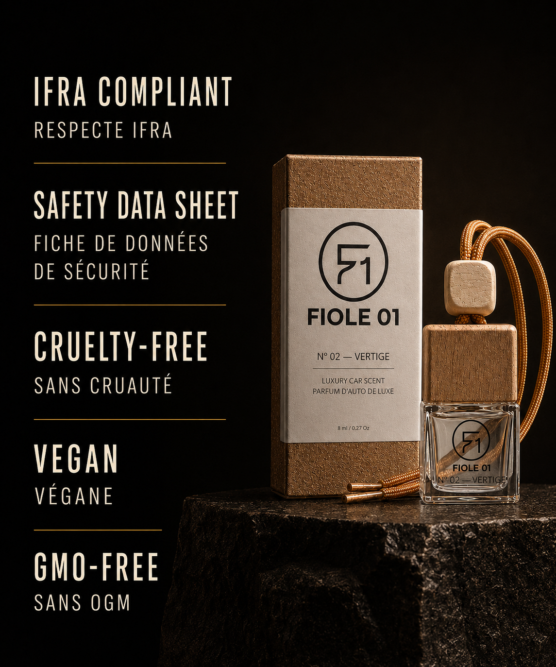 FIOLE 01 clear glass diffuser with a natural wooden cap