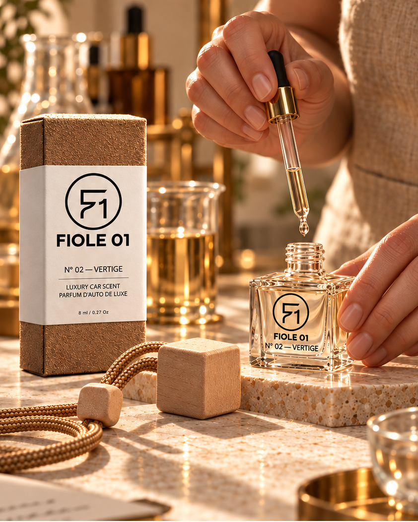 FIOLE 01 clear glass diffuser with a natural wooden cap
