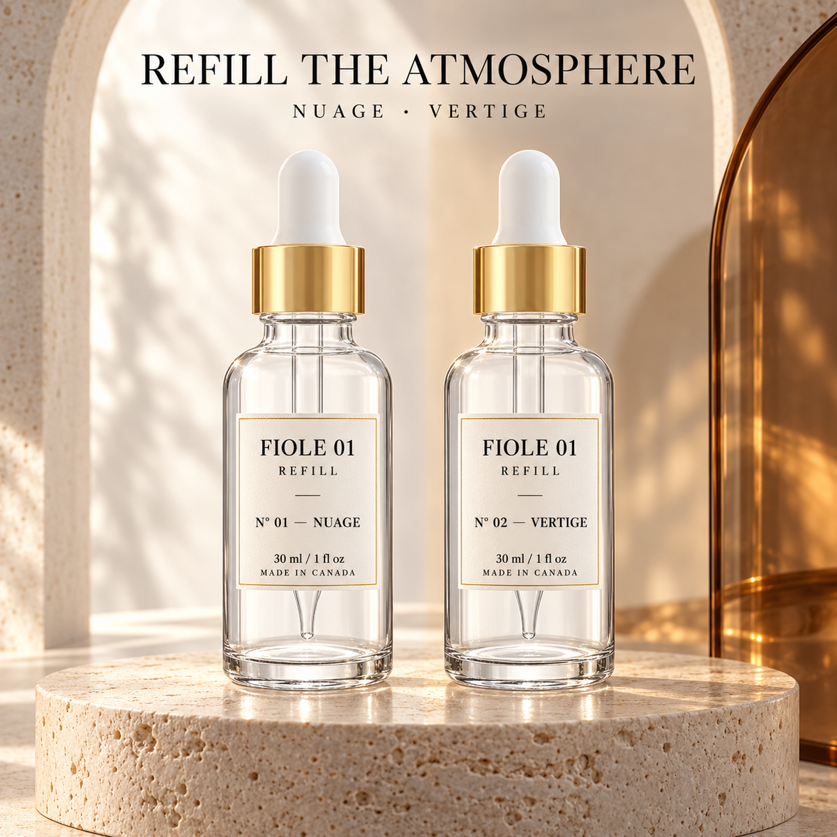 FIOLE 01 fragrance refills in NUAGE and VERTIGE