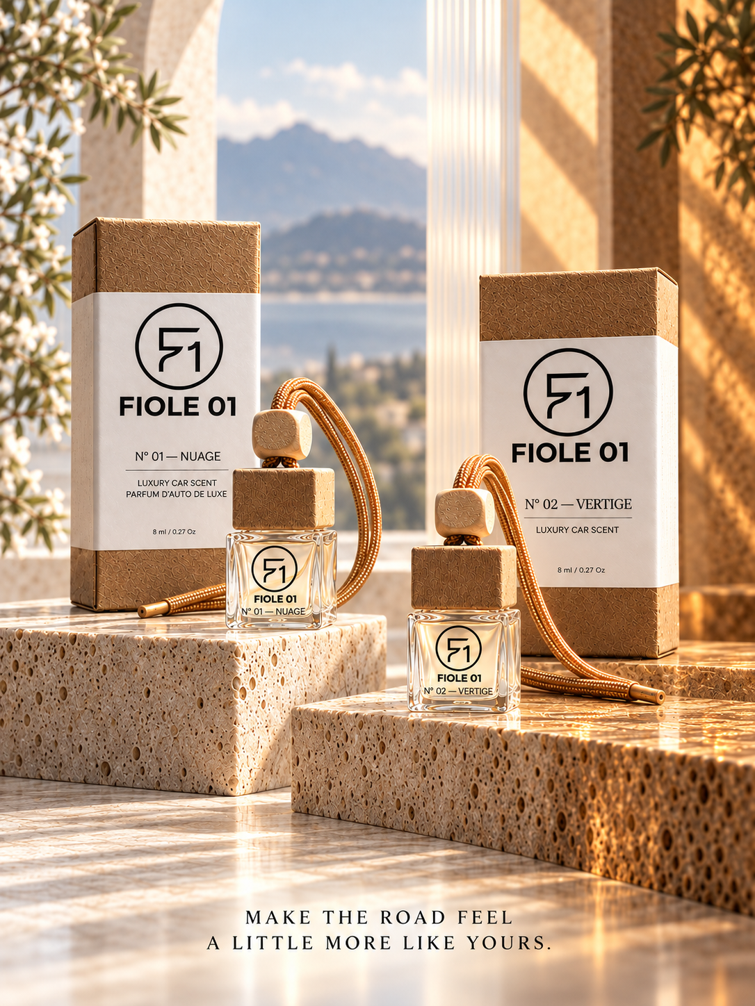FIOLE 01 Duo with NUAGE and VERTIGE car fragrances